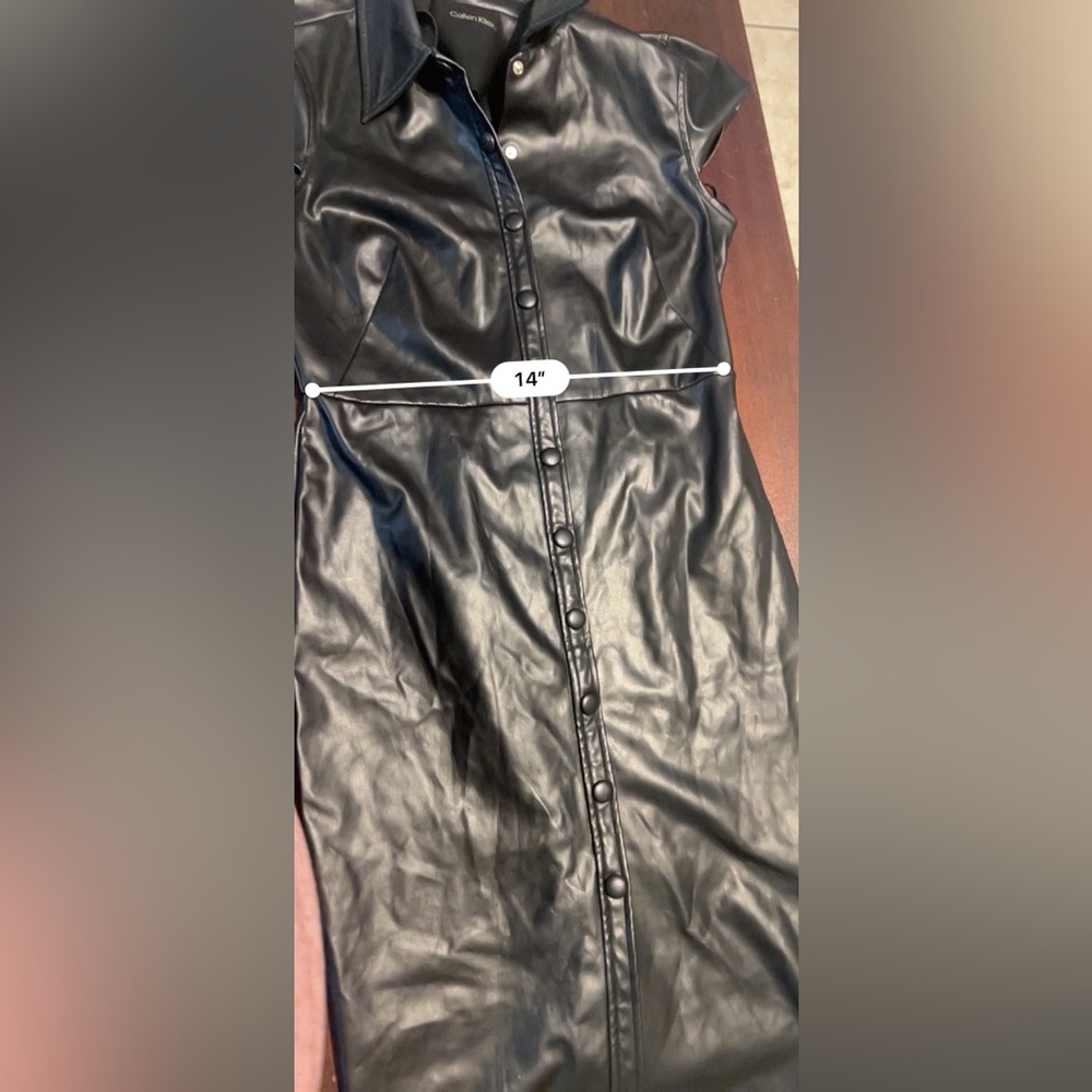 Calvin Klein Collection Black Leather Midi Dress - Picture 7 of 8